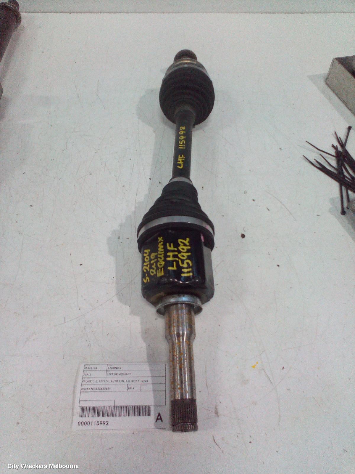 HOLDEN EQUINOX LEFT DRIVESHAFT, FRONT, 2.0, PETROL, AUTO T/M, EQ, 09/2017 - 12/2020