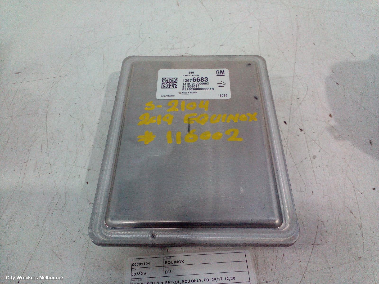HOLDEN EQUINOX ECU, ENGINE ECU, 2.0, PETROL, ECU ONLY, EQ, 09/2017 - 12/2020