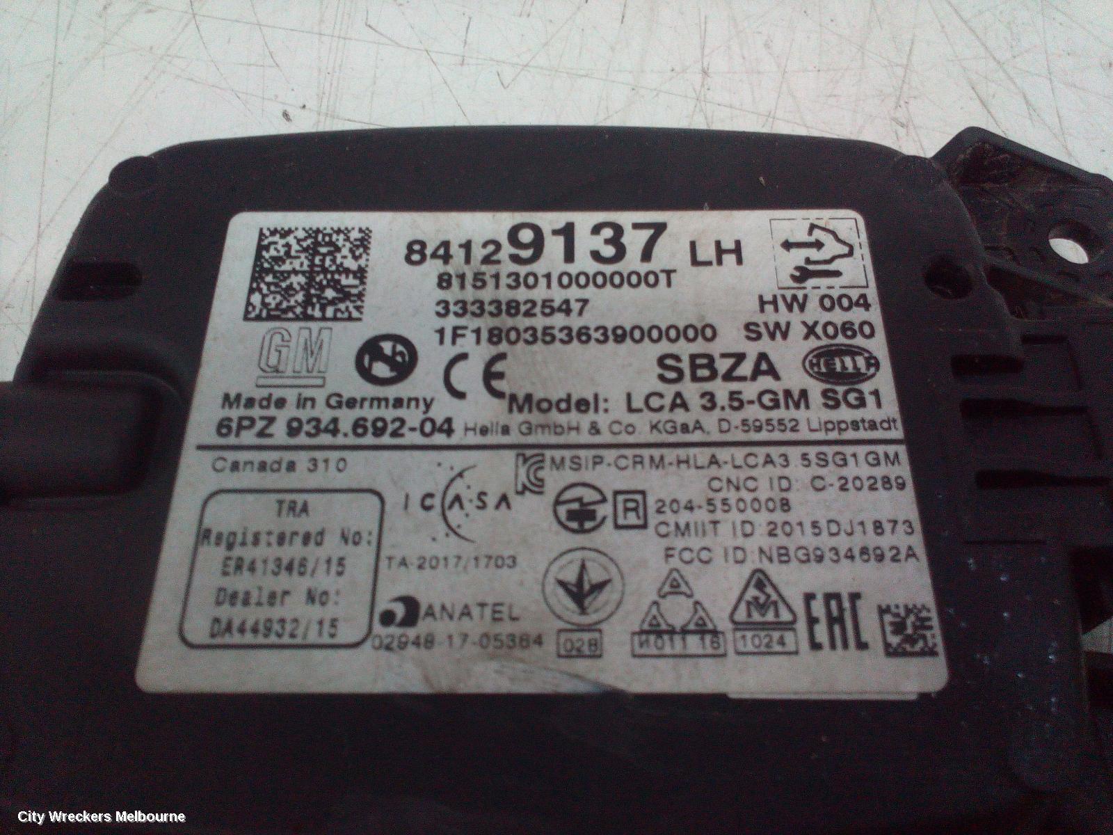 HOLDEN EQUINOX, EQ, 09/2017 - 12/2020, 84129137 BLIND SPOT MONITOR RADAR MODULE 84129137: 116032