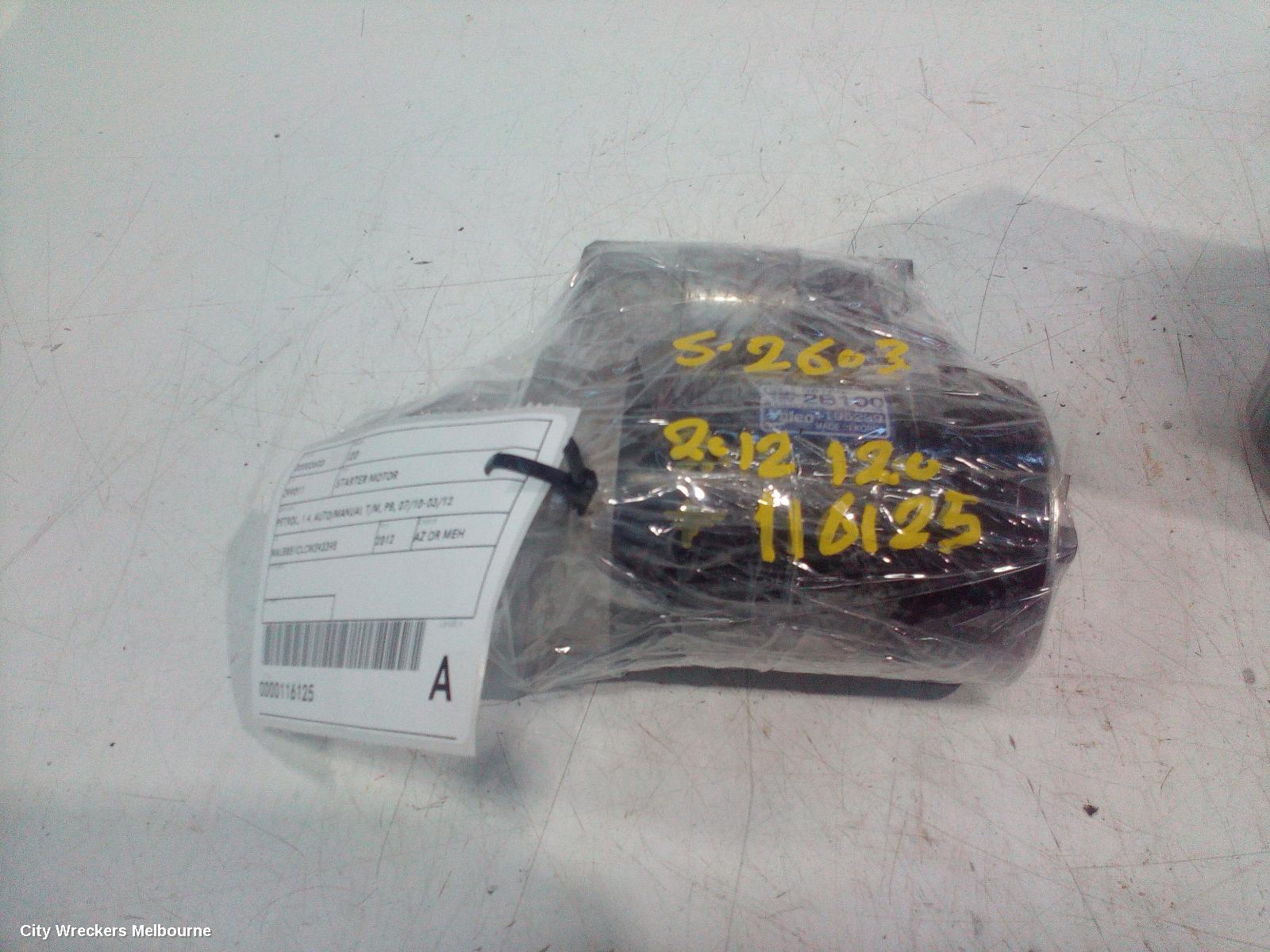 HYUNDAI I20 STARTER, PETROL, 1.4, AUTO/MANUAL T/M, PB, 07/2010 - 03/2012