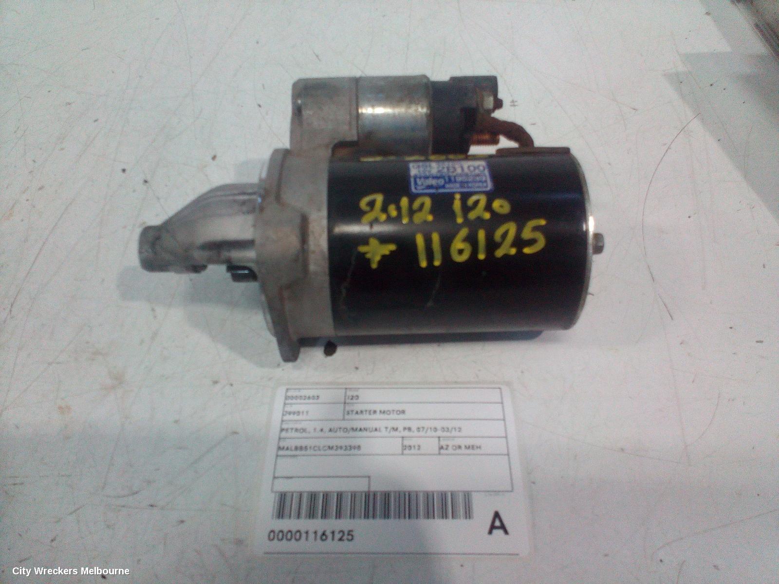 HYUNDAI I20 STARTER, PETROL, 1.4, AUTO/MANUAL T/M, PB, 07/2010 - 03/2012