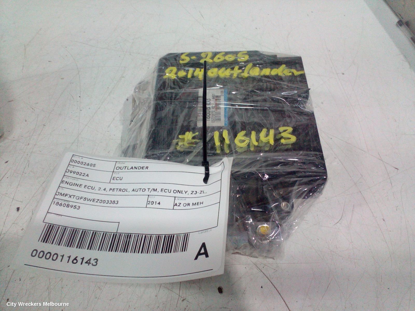 MITSUBISHI OUTLANDER ECU, ENGINE ECU, 2.4, PETROL, AUTO T/M, ECU ONLY, ZJ-ZL, 10/2012 - 07/2021