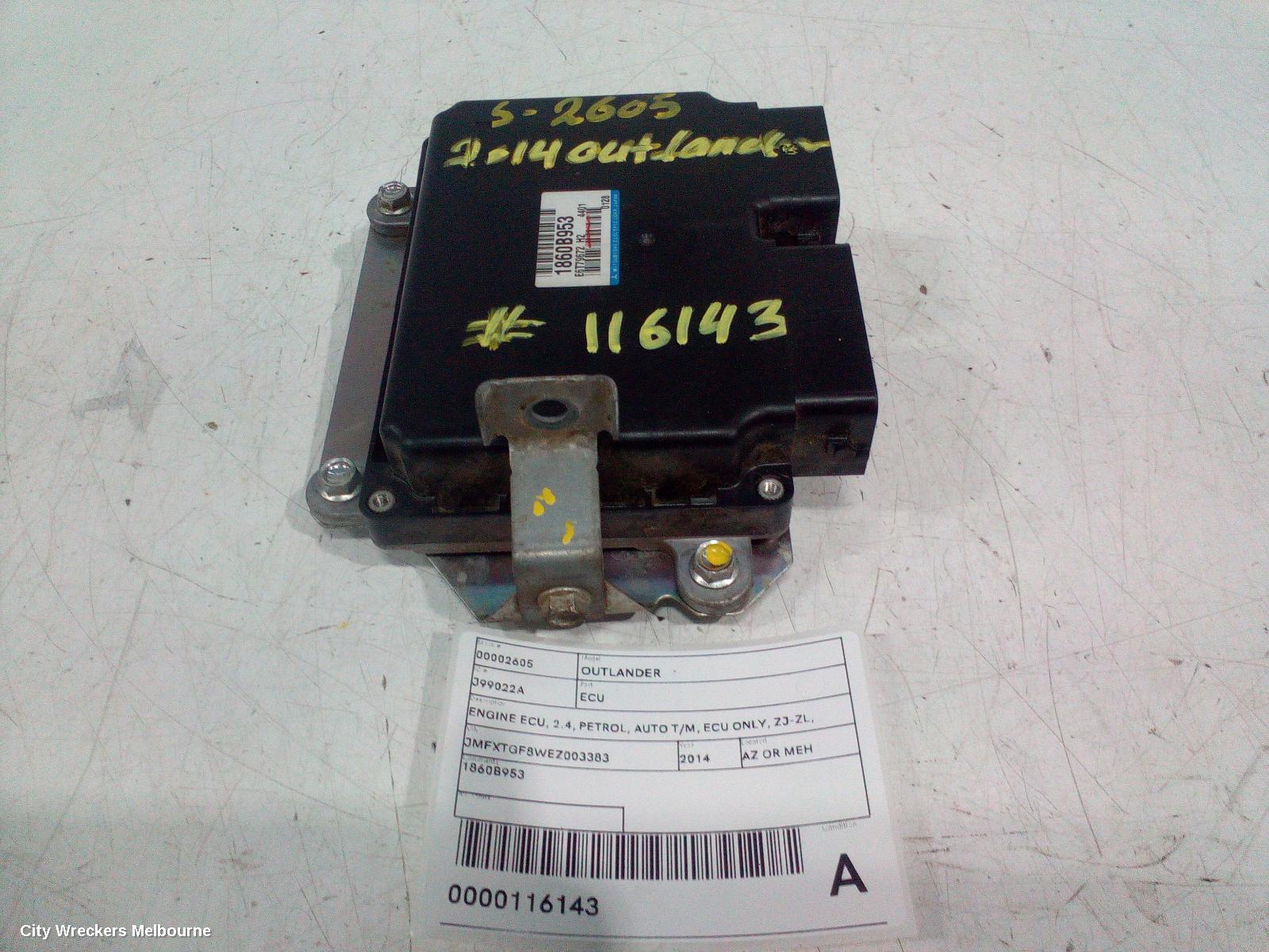 MITSUBISHI OUTLANDER ECU, ENGINE ECU, 2.4, PETROL, AUTO T/M, ECU ONLY, ZJ-ZL, 10/2012 - 07/2021