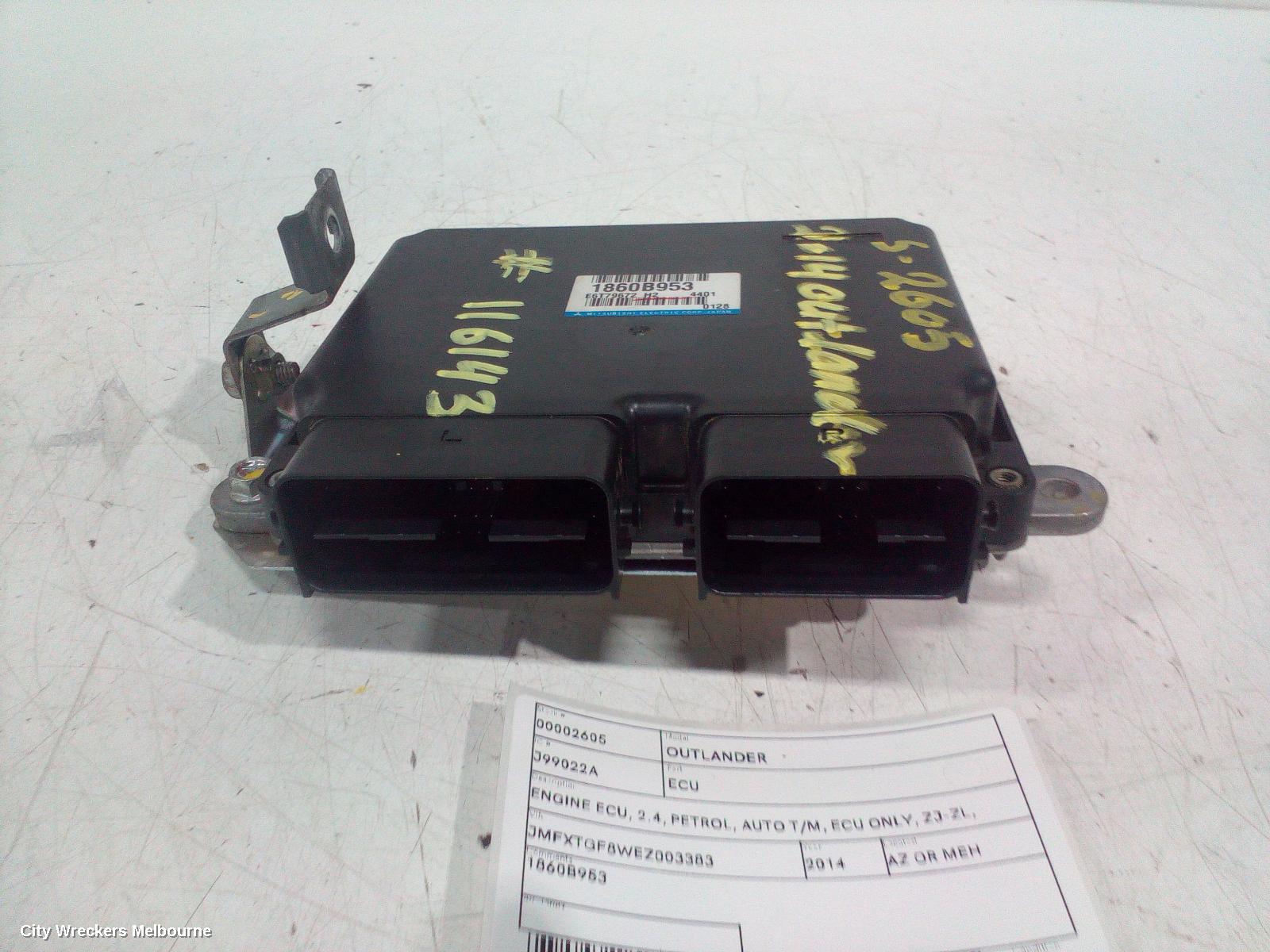 MITSUBISHI OUTLANDER ECU, ENGINE ECU, 2.4, PETROL, AUTO T/M, ECU ONLY, ZJ-ZL, 10/2012 - 07/2021