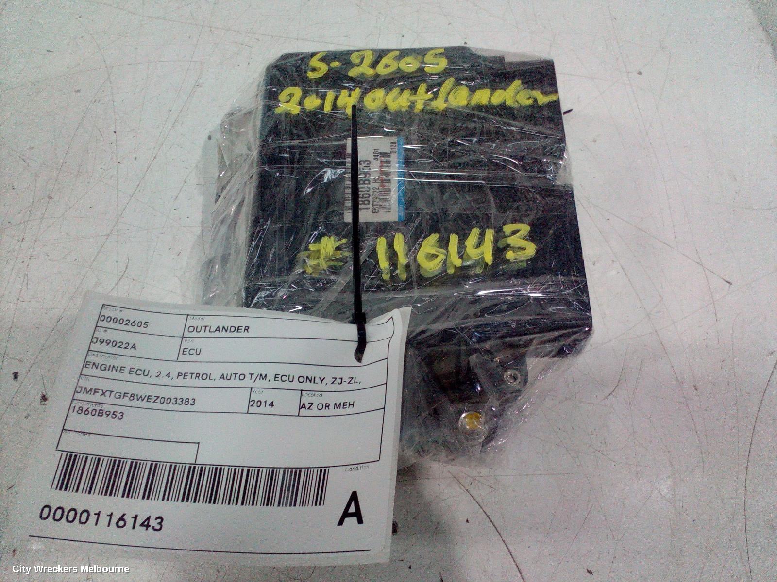 MITSUBISHI OUTLANDER ECU, ENGINE ECU, 2.4, PETROL, AUTO T/M, ECU ONLY, ZJ-ZL, 10/2012 - 07/2021