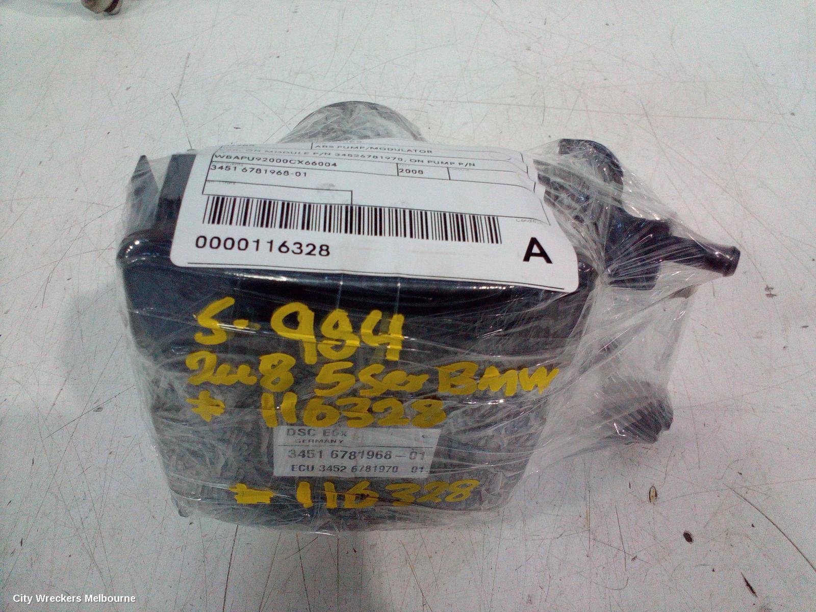 BMW 5 SERIES ABS PUMP/MODULATOR, E60, ON MODULE P/N 34526781970, ON PUMP P/N 34516781968, 10/2003 - 04/2010