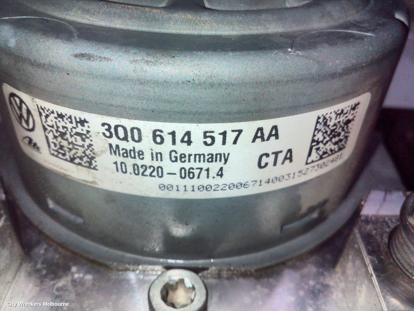 AUDI A3 ABS PUMP/MODULATOR, 8V, P/N 3Q0614517AA, 05/2013 - 10/2020