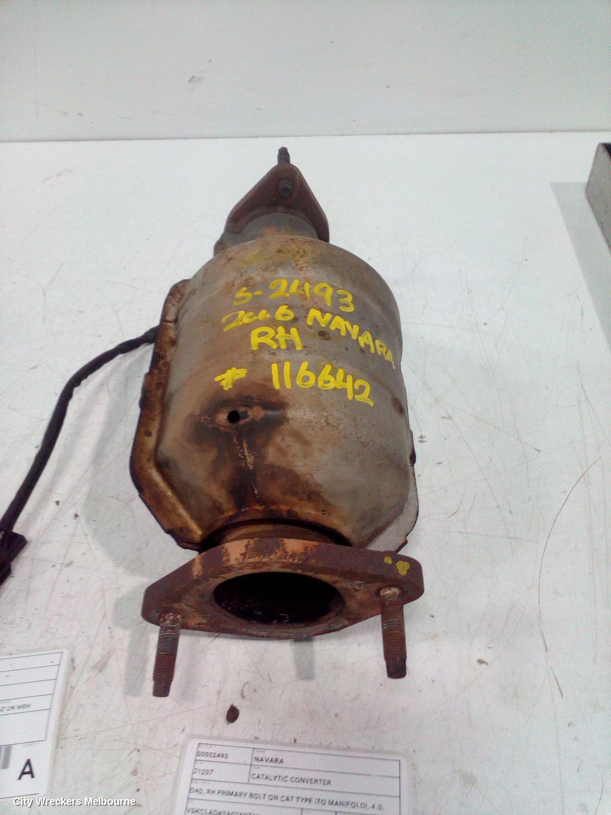 NISSAN NAVARA CATALYTIC CONVERTER, D40, RH PRIMARY BOLT ON CAT TYPE (TO MANIFOLD), 4.0, VQ40, PETROL, 09/2005 - 12/2011