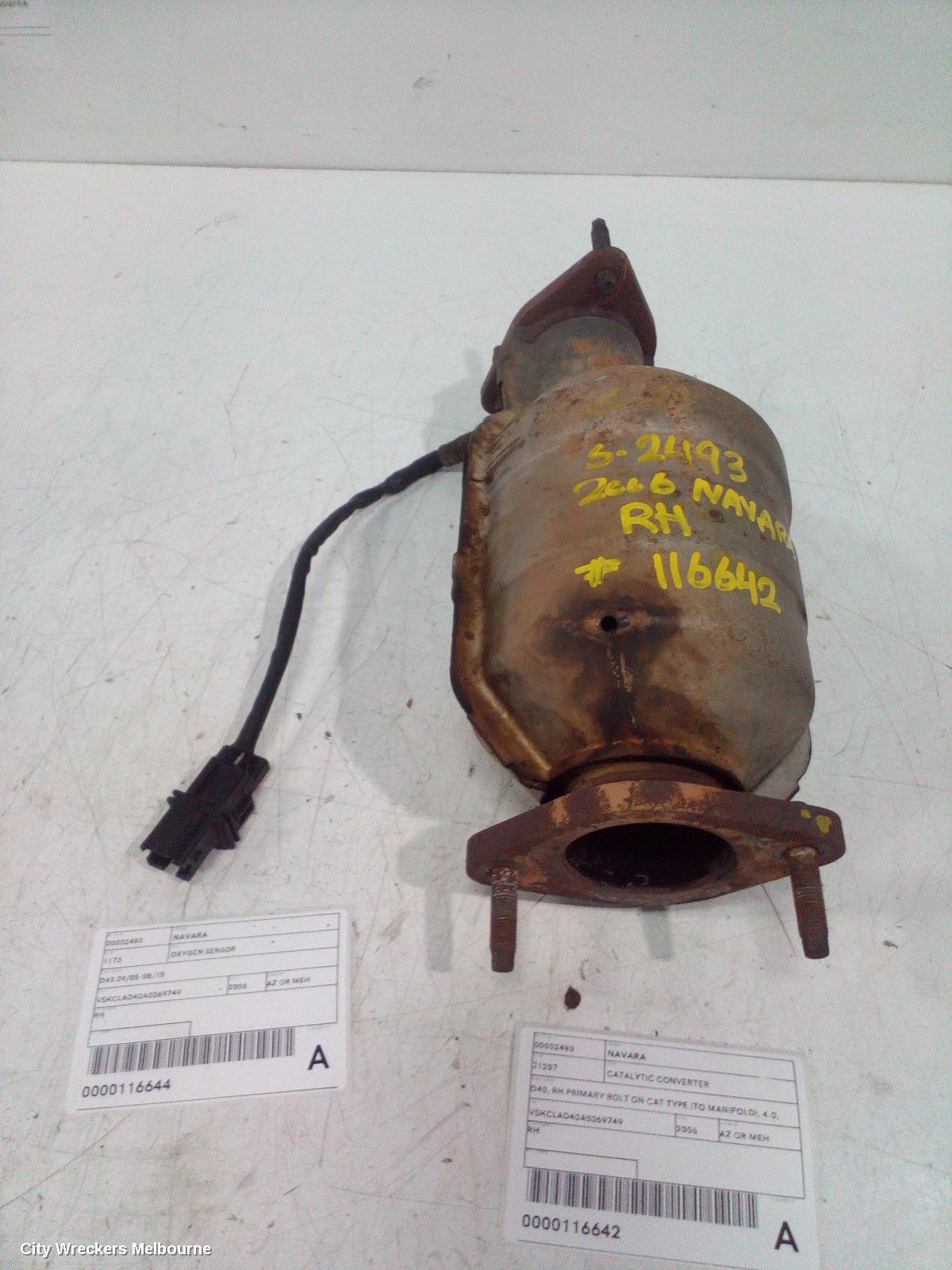 NISSAN NAVARA CATALYTIC CONVERTER, D40, RH PRIMARY BOLT ON CAT TYPE (TO MANIFOLD), 4.0, VQ40, PETROL, 09/2005 - 12/2011
