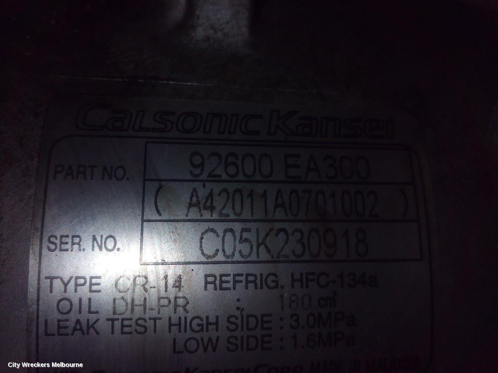 NISSAN NAVARA A/C COMPRESSOR, D40, 4.0, VQ40, PETROL, 09/2005 - 01/2010