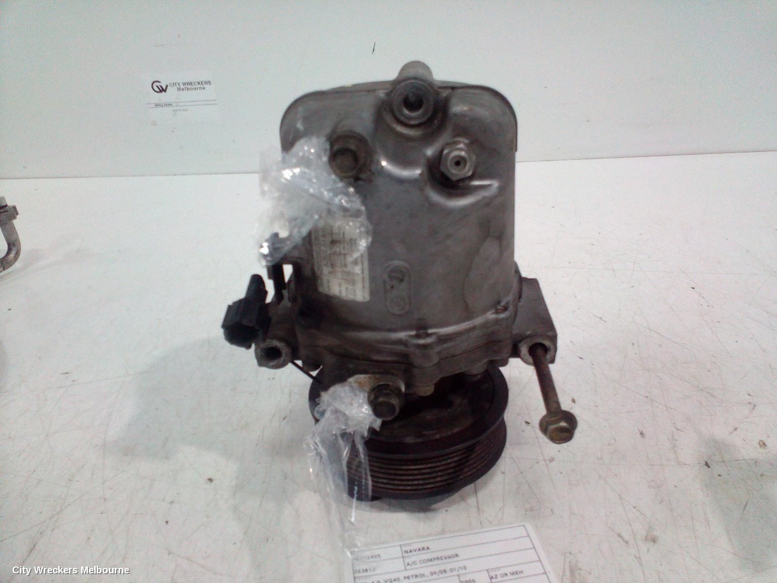 NISSAN NAVARA A/C COMPRESSOR, D40, 4.0, VQ40, PETROL, 09/2005 - 01/2010