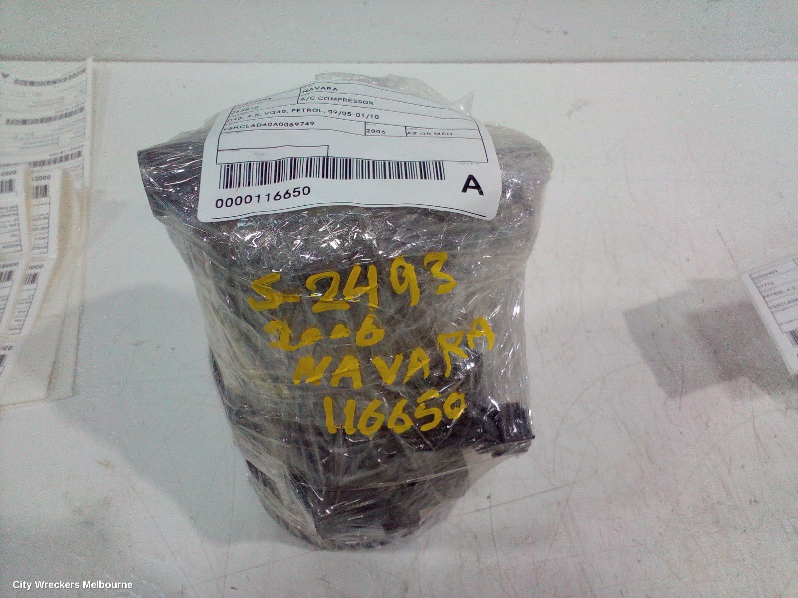NISSAN NAVARA A/C COMPRESSOR, D40, 4.0, VQ40, PETROL, 09/2005 - 01/2010