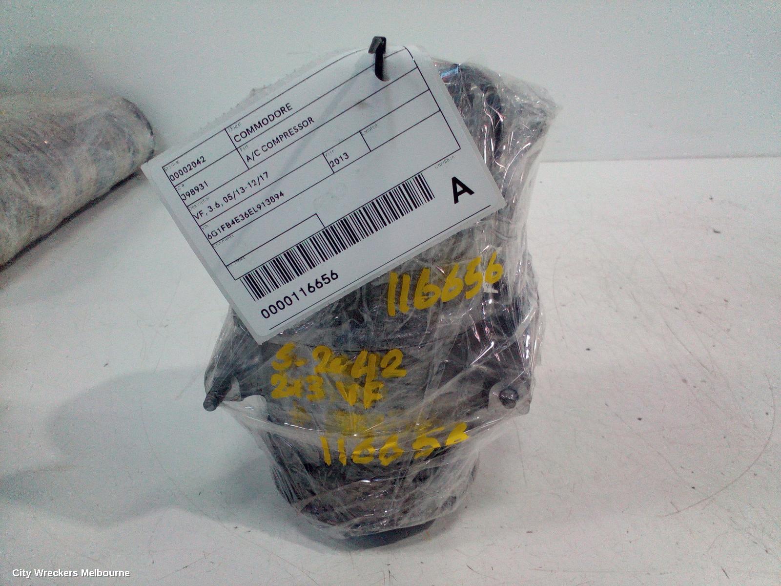 HOLDEN COMMODORE A/C COMPRESSOR, VF, 3.6, 05/2013 - 12/2017