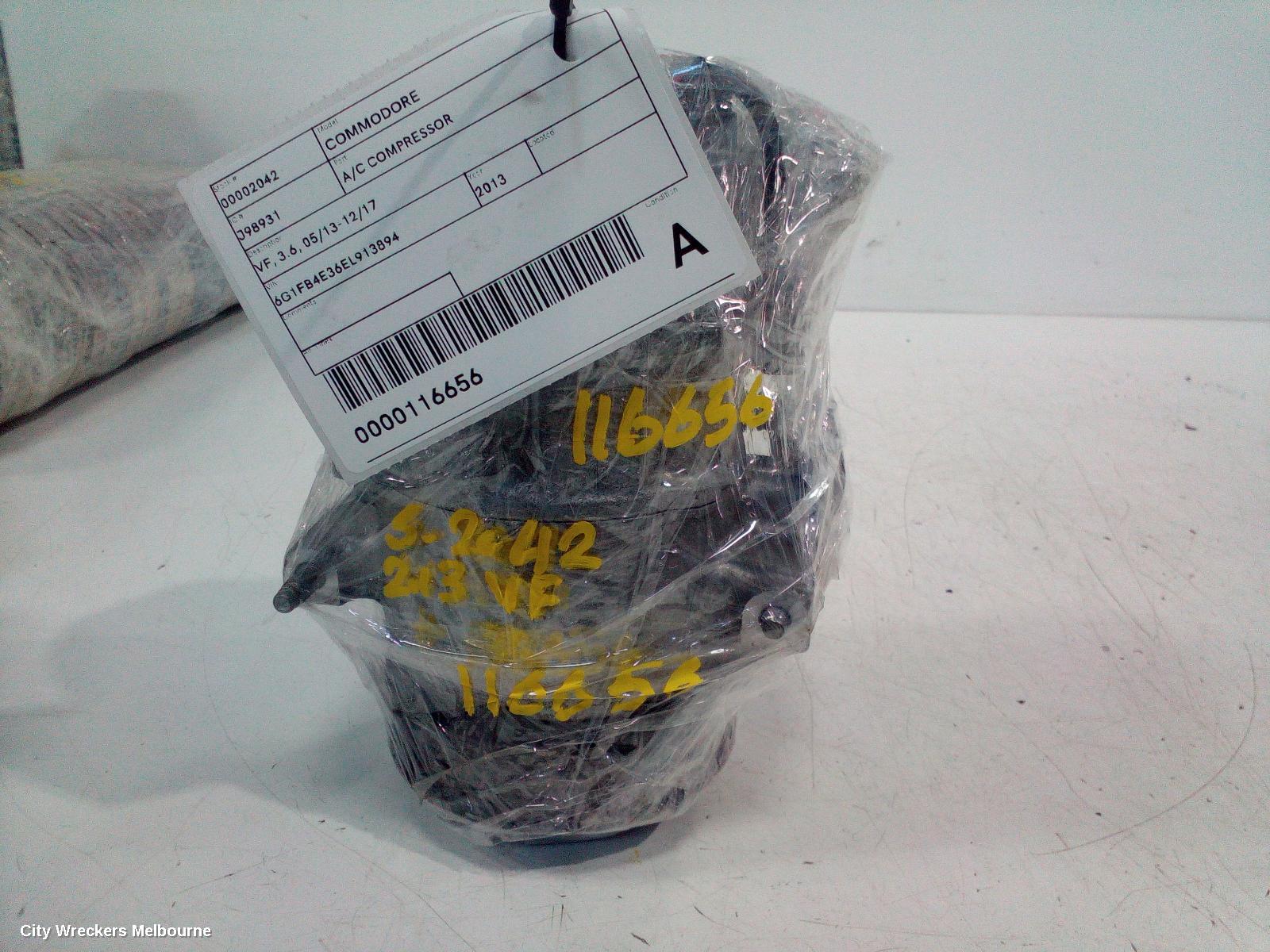 HOLDEN COMMODORE A/C COMPRESSOR, VF, 3.6, 05/2013 - 12/2017