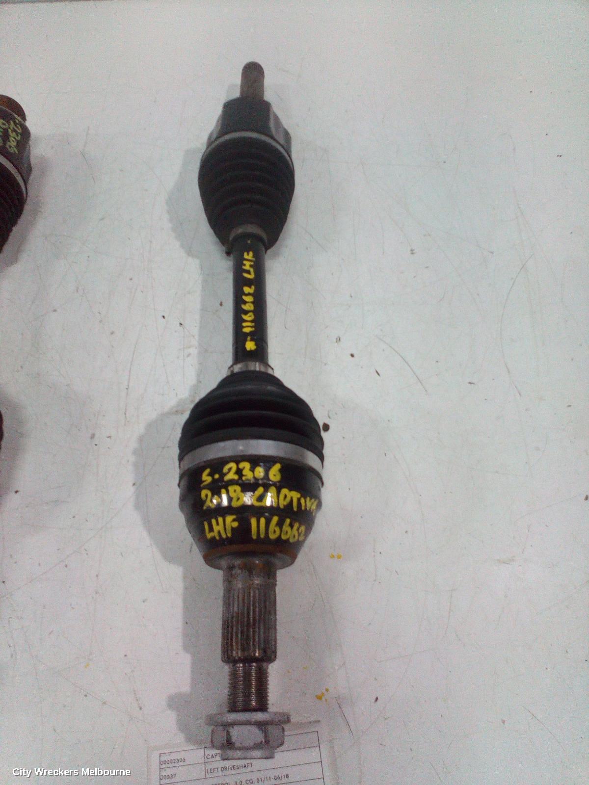 HOLDEN CAPTIVA LEFT DRIVESHAFT, FRONT, AUTO T/M, PETROL, 3.0, CG, 01/2011 - 06/2018