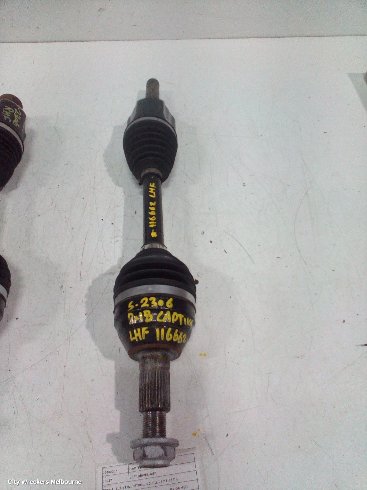 HOLDEN CAPTIVA LEFT DRIVESHAFT, FRONT, AUTO T/M, PETROL, 3.0, CG, 01/2011 - 06/2018