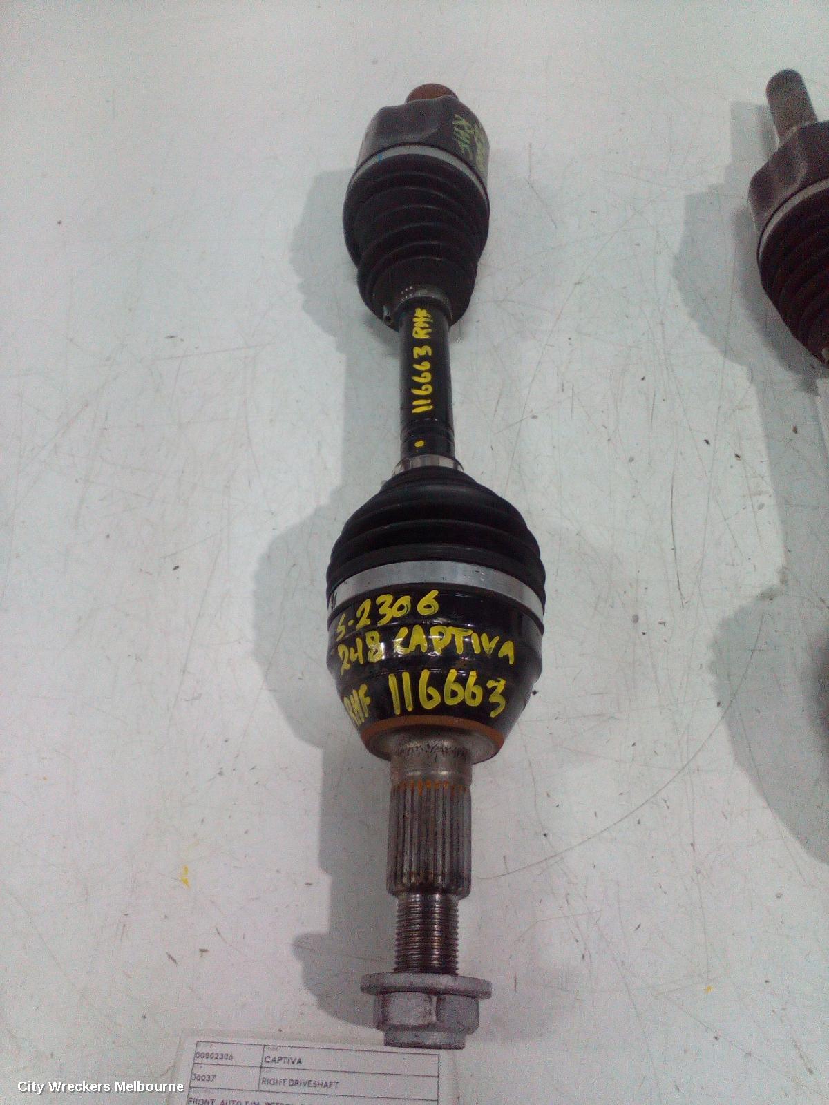 HOLDEN CAPTIVA RIGHT DRIVESHAFT, FRONT, AUTO T/M, PETROL, 3.0, CG, 01/2011 - 06/2018