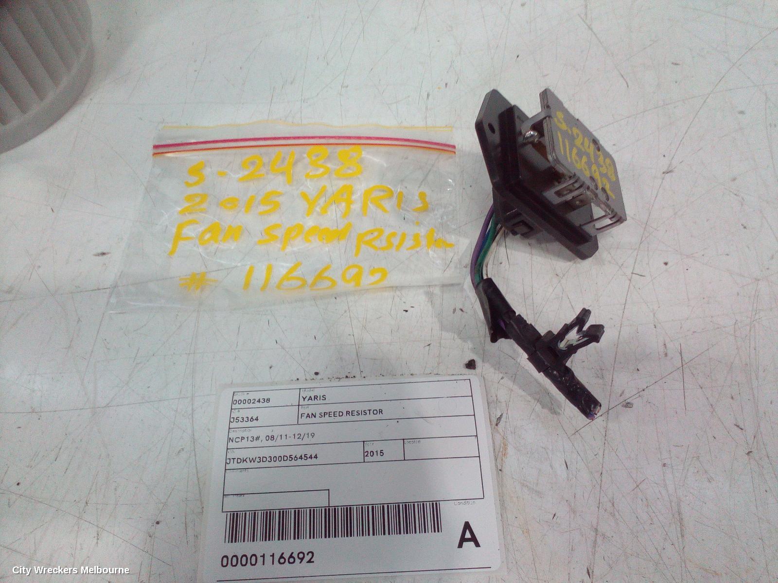 TOYOTA YARIS FAN SPEED RESISTOR, NCP13#, 08/2011 - 12/2019