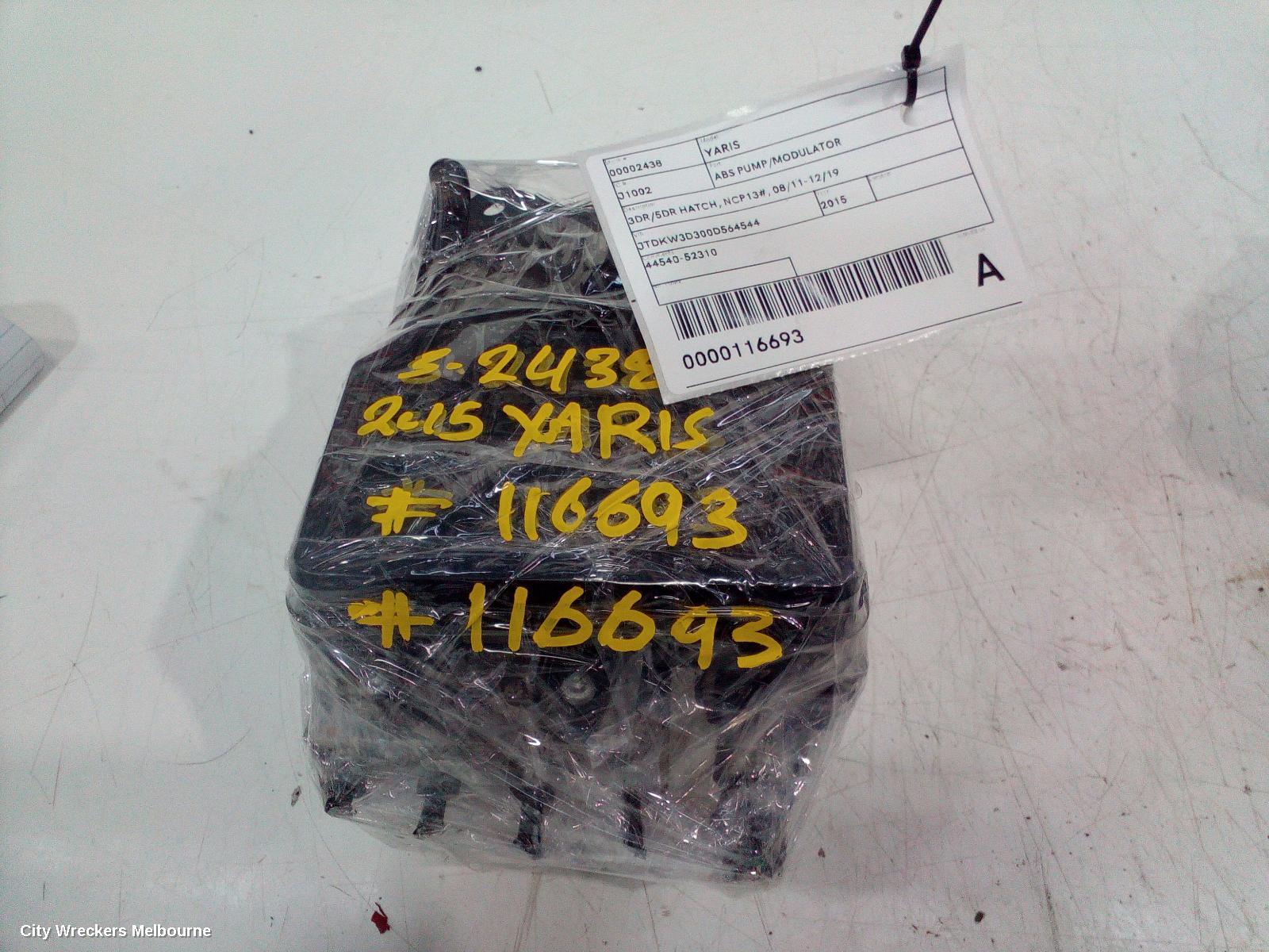 TOYOTA YARIS ABS PUMP/MODULATOR, 3DR/5DR HATCH, NCP13#, 08/2011 - 12/2019
