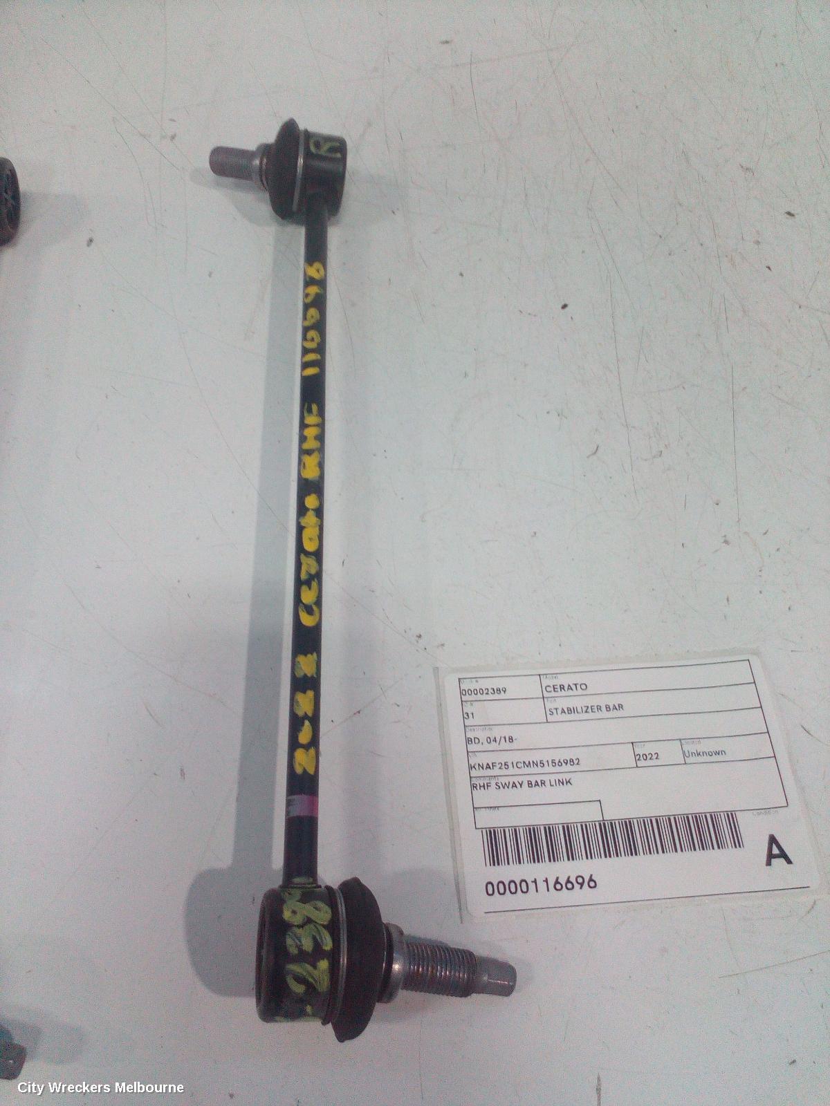 KIA CERATO STABILISER BAR, BD, 04/2018 - 09/2024