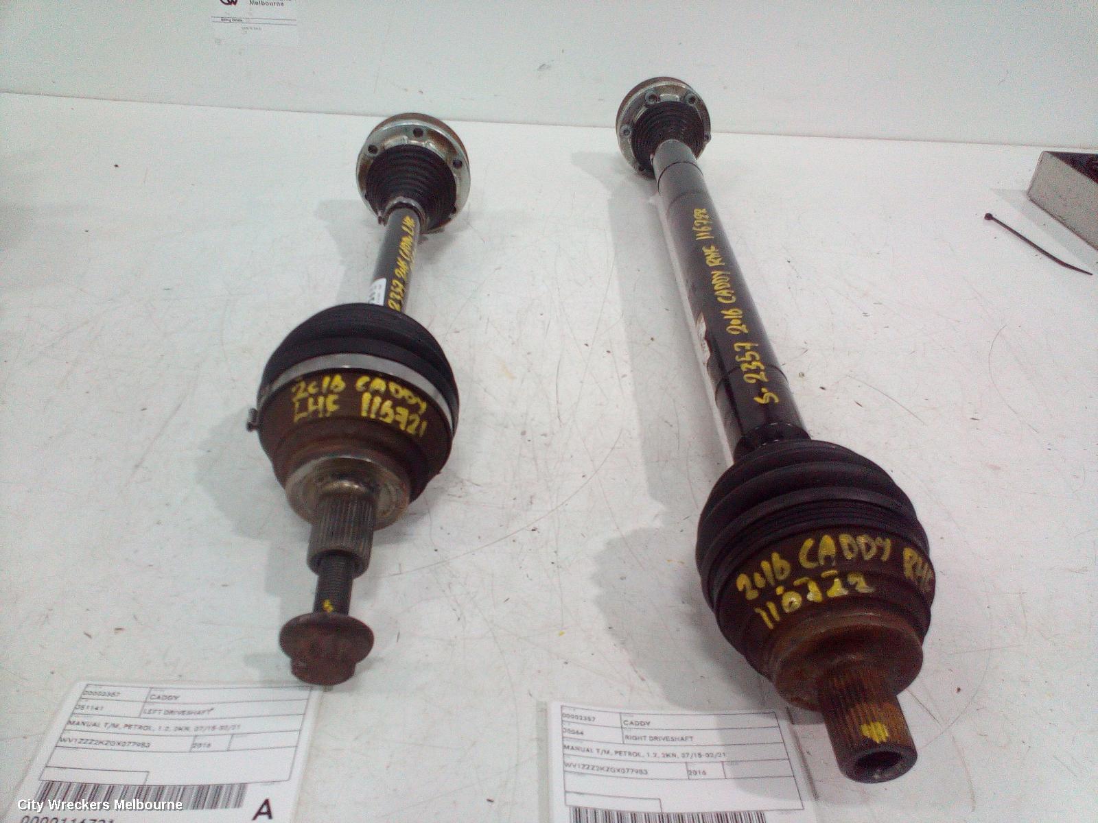 VOLKSWAGEN CADDY LEFT DRIVESHAFT, MANUAL T/M, PETROL, 1.2, 2KN, 07/2015 - 02/2021