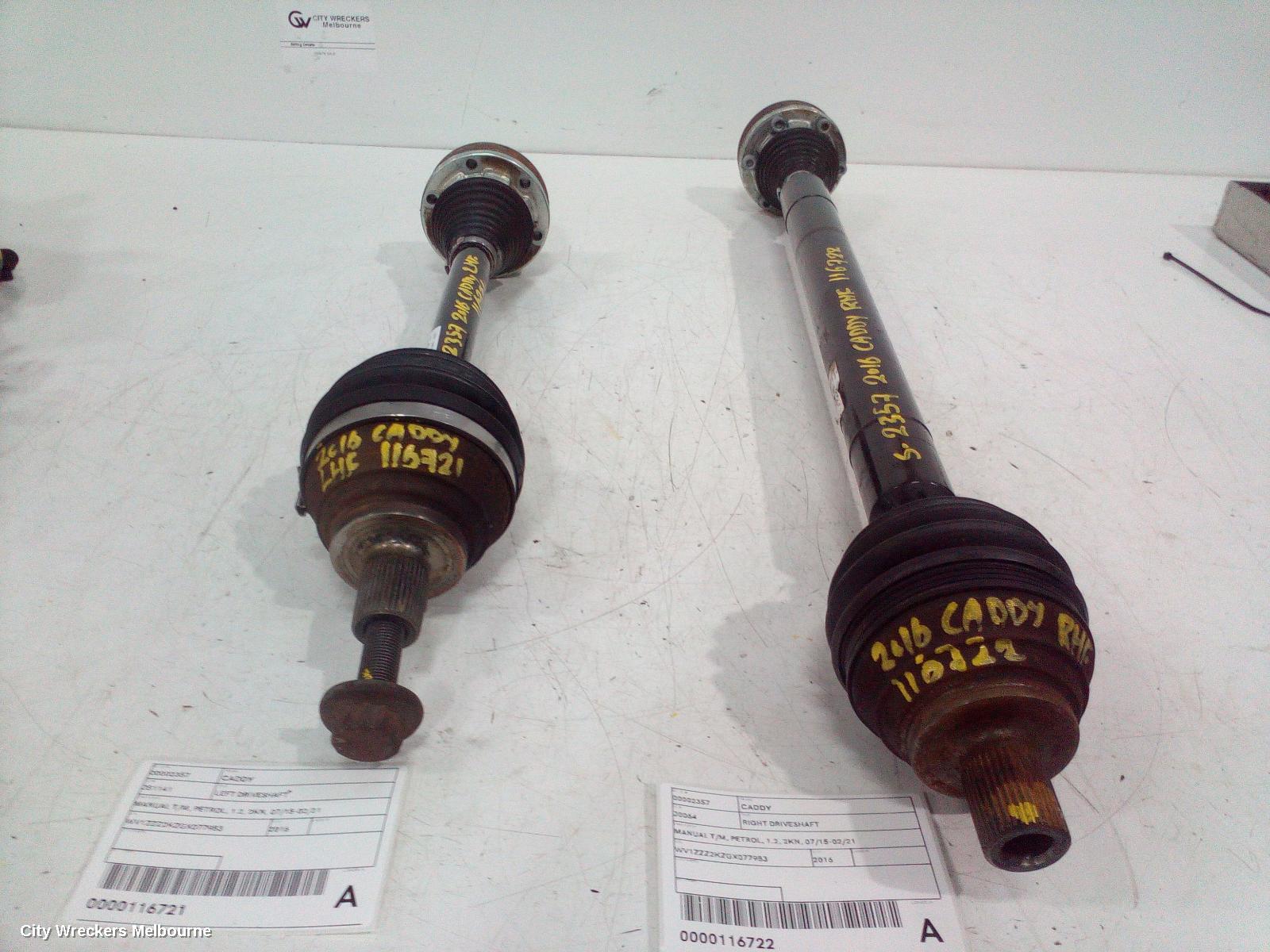 VOLKSWAGEN CADDY RIGHT DRIVESHAFT, MANUAL T/M, PETROL, 1.2, 2KN, 07/2015 - 02/2021