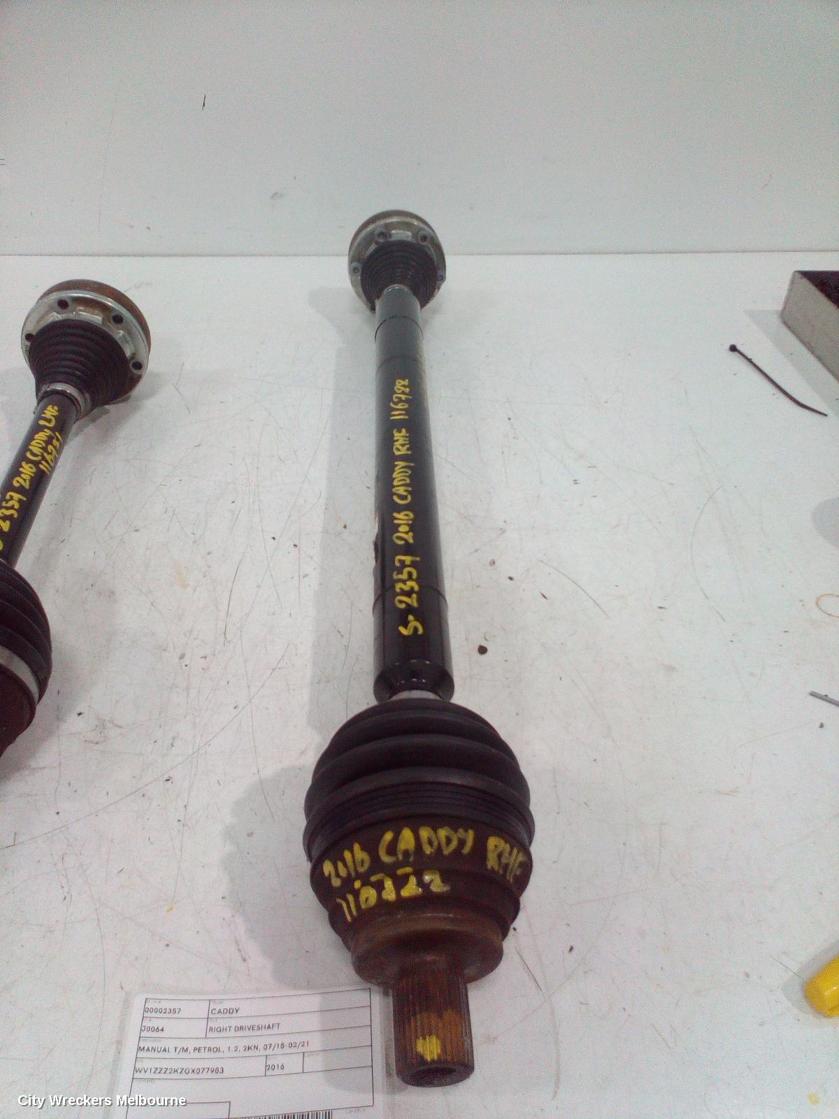 VOLKSWAGEN CADDY RIGHT DRIVESHAFT, MANUAL T/M, PETROL, 1.2, 2KN, 07/2015 - 02/2021