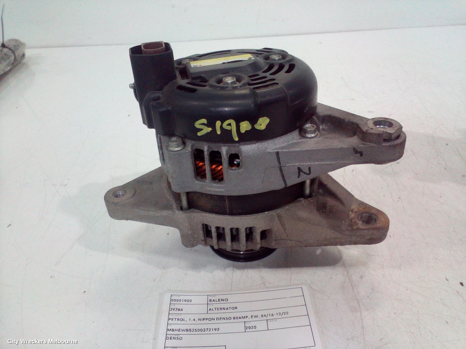SUZUKI BALENO ALTERNATOR, PETROL, 1.4, NIPPON DENSO 80AMP, EW, 04/2016 - 12/2022