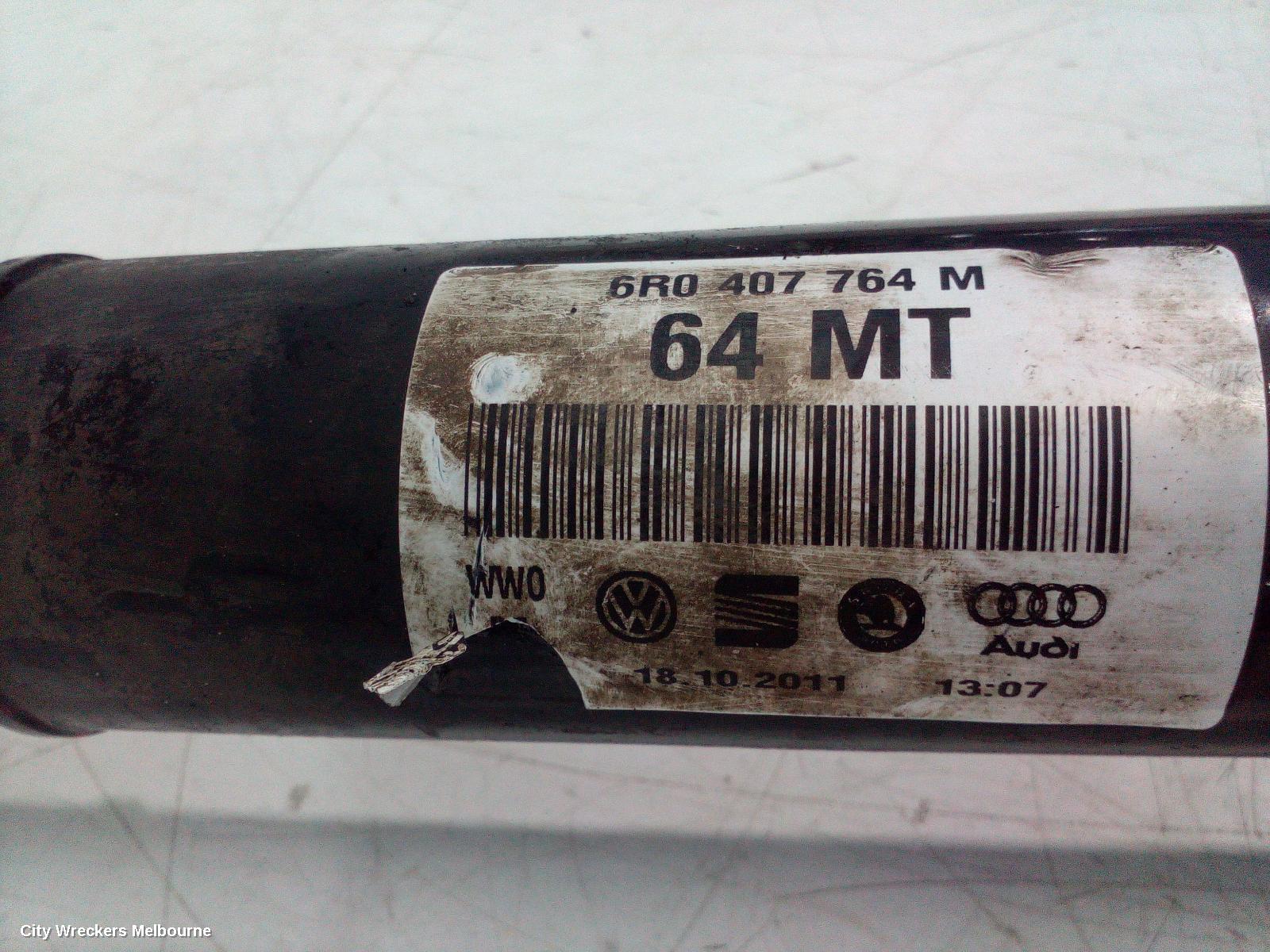 VOLKSWAGEN POLO RIGHT DRIVESHAFT, AUTO T/M, PETROL, 1.4, TURBO, 6R, 05/2010 - 05/2014