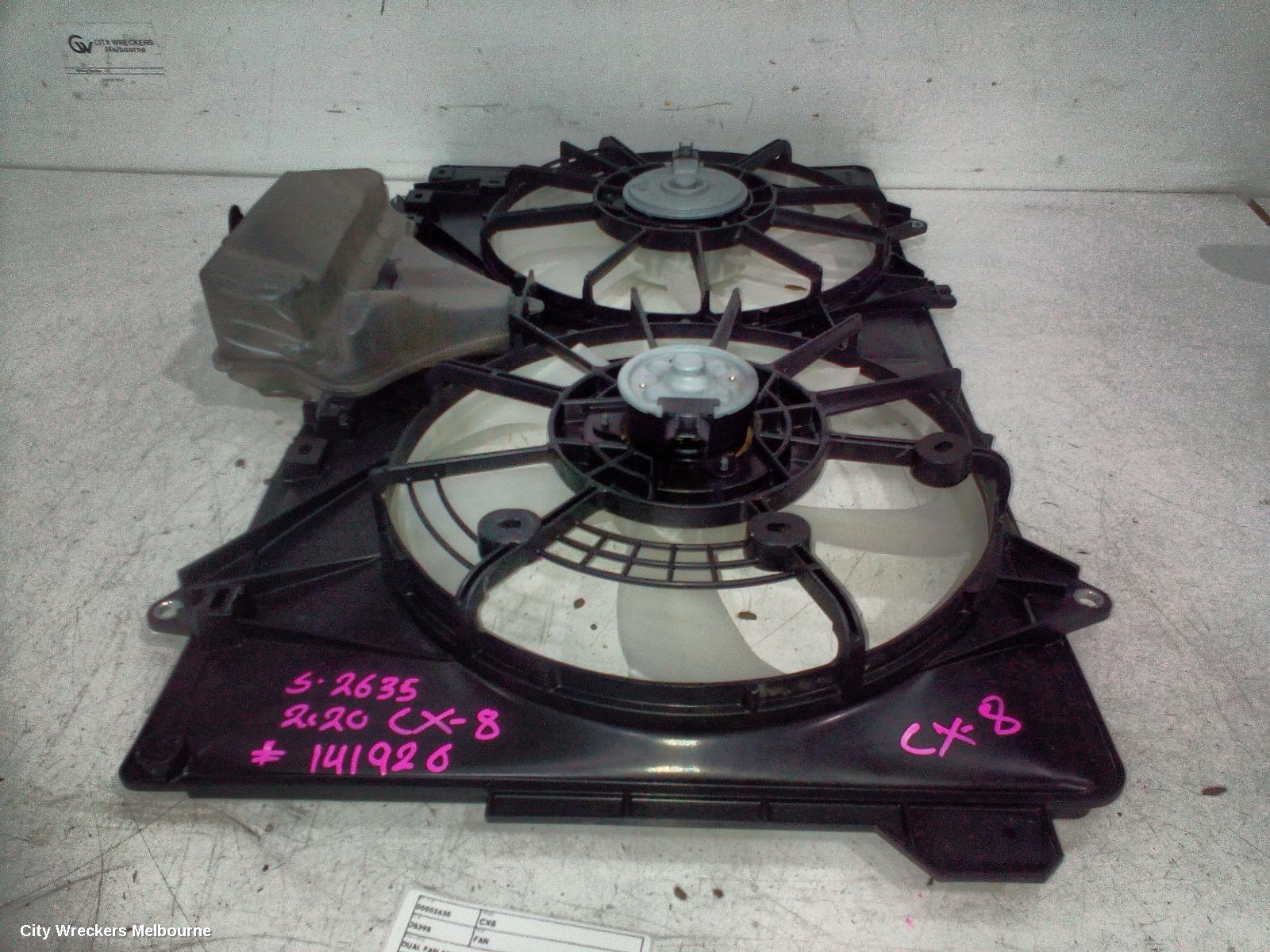 MAZDA CX8 FAN, DUAL FAN ASSY, 2.5, PY-VPS, PETROL, KG, 01/2020 ONWARDS