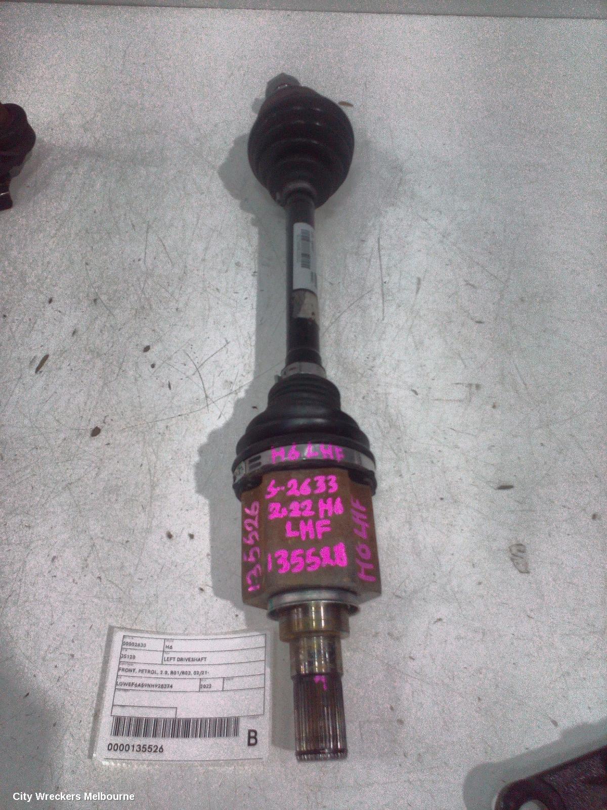 HAVAL H6 LEFT DRIVESHAFT, FRONT, PETROL, 2.0, B01/B03, 02/2021 ONWARDS