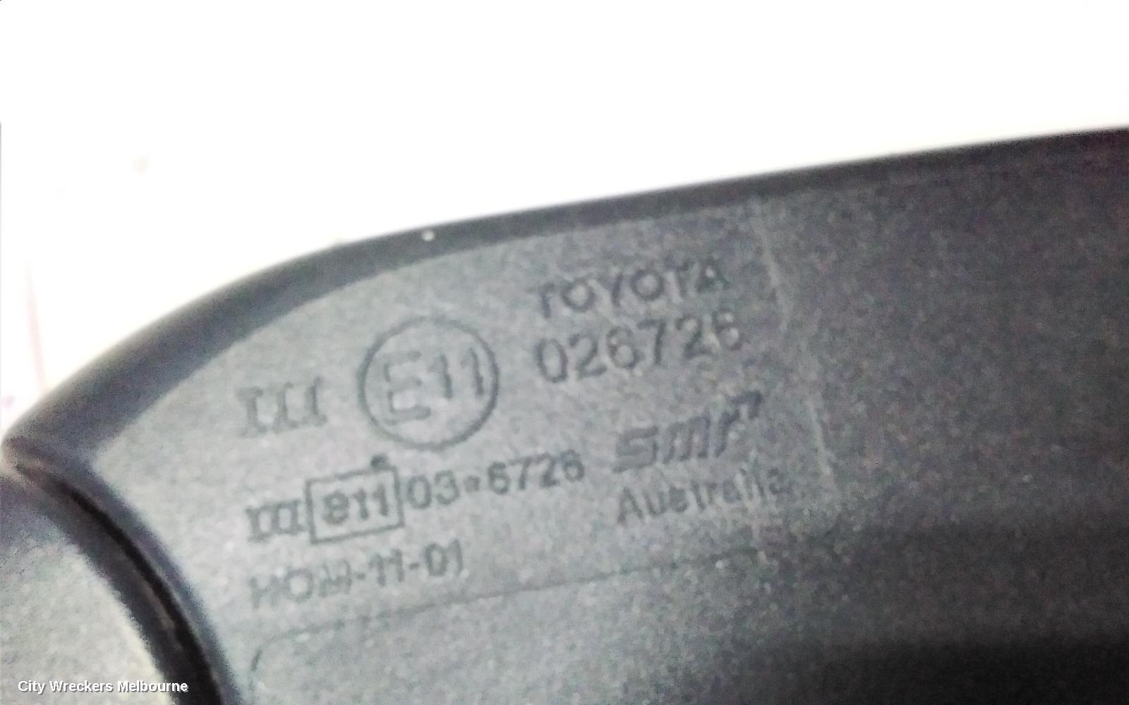 TOYOTA AURION RIGHT DOOR MIRROR, GSV50R, PRODIGY, W/ AUTO DIP, NON BLIND SPOT TYPE, 02/2012 - 04/2015