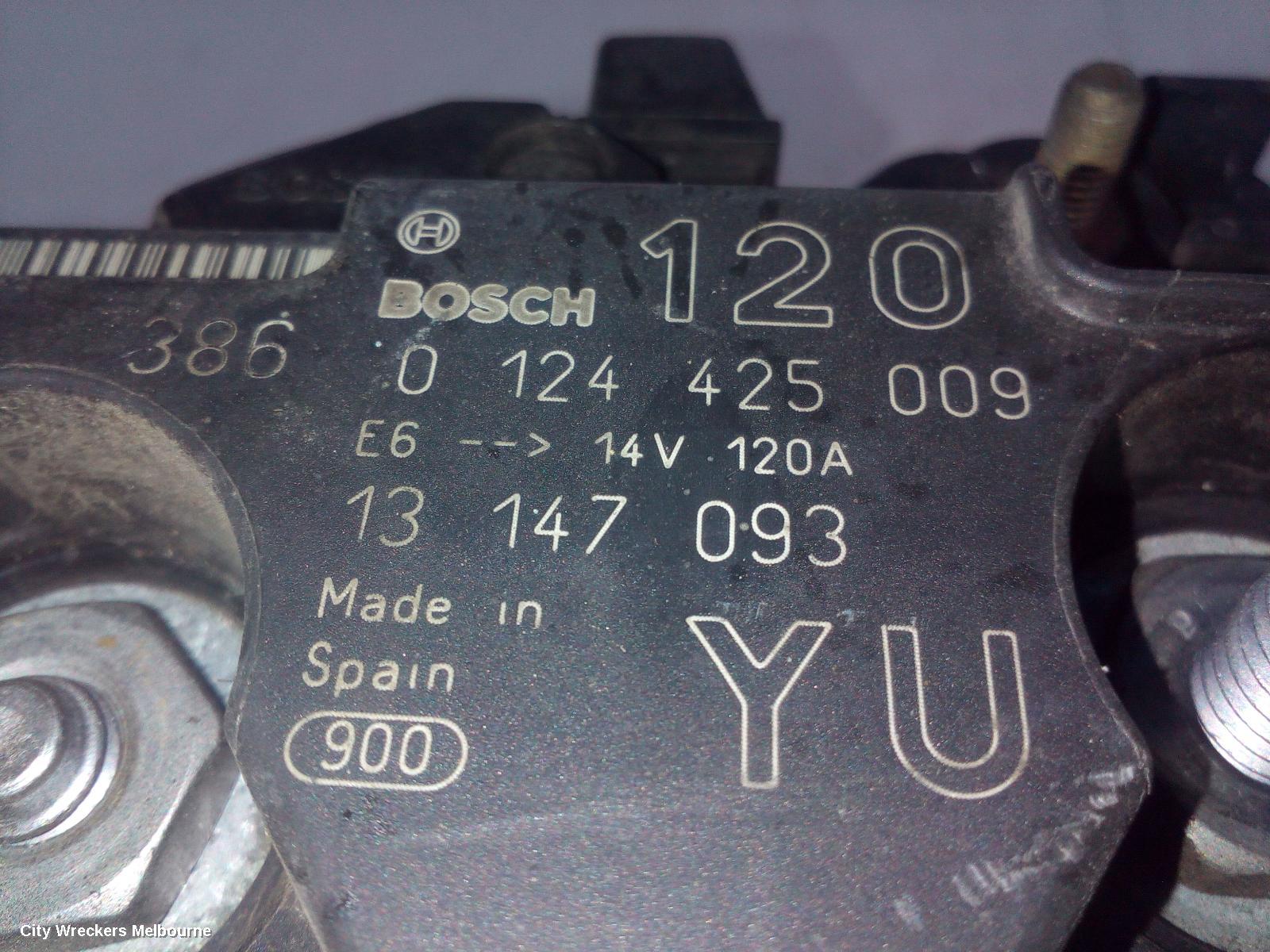 HOLDEN ASTRA ALTERNATOR, TS, 1.8, BOSCH W/0 CLUTCH, (NO PLUG TYPE), 09/1998 - 10/2006