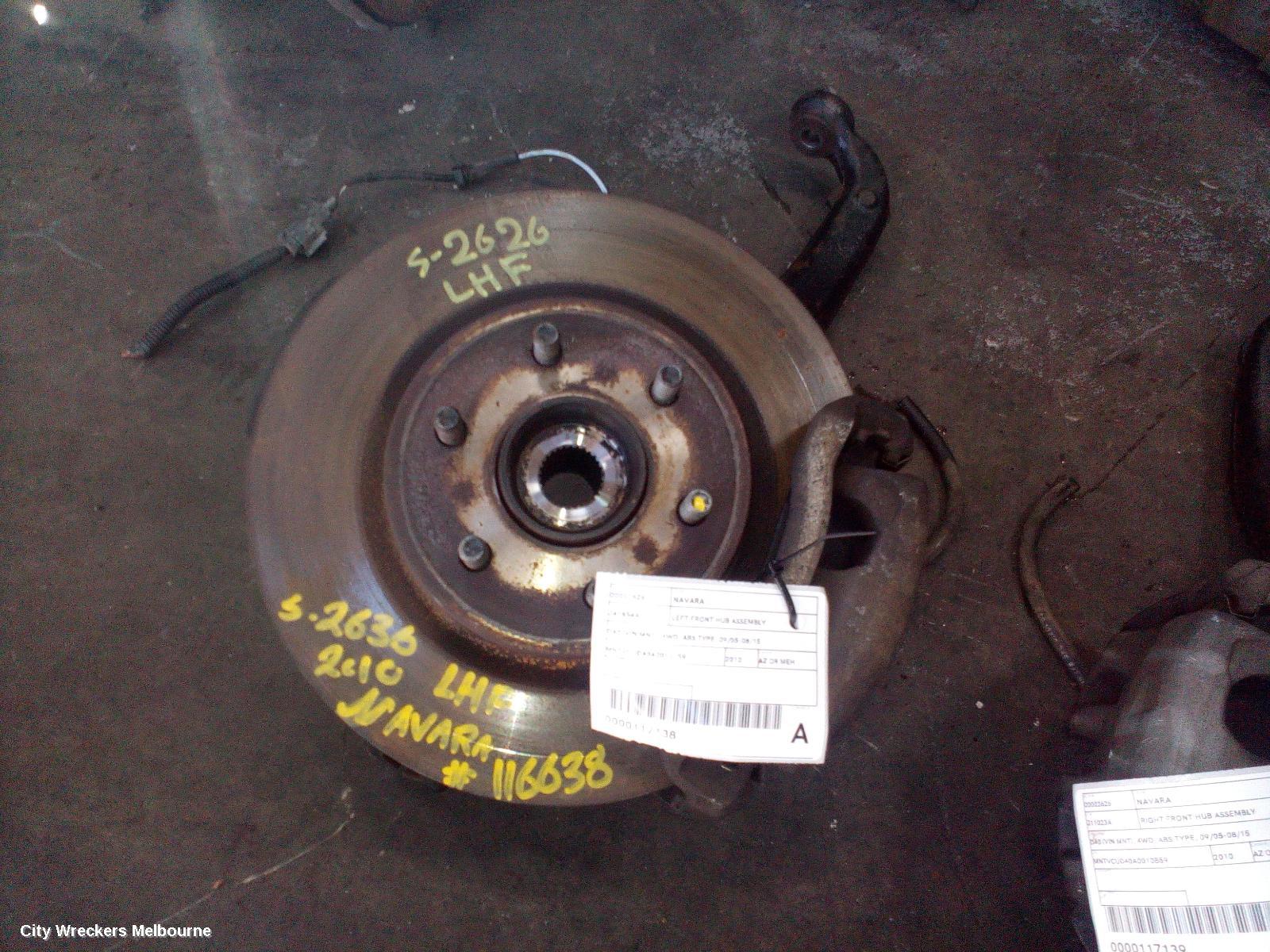NISSAN NAVARA LEFT FRONT HUB ASSEMBLY, D40 (VIN MNT), 4WD, ABS TYPE, 09/2005 - 08/2015