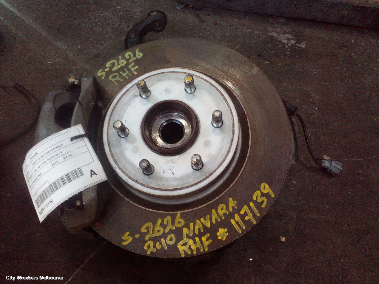 NISSAN NAVARA RIGHT FRONT HUB ASSEMBLY, D40 (VIN MNT), 4WD, ABS TYPE, 09/2005 - 08/2015