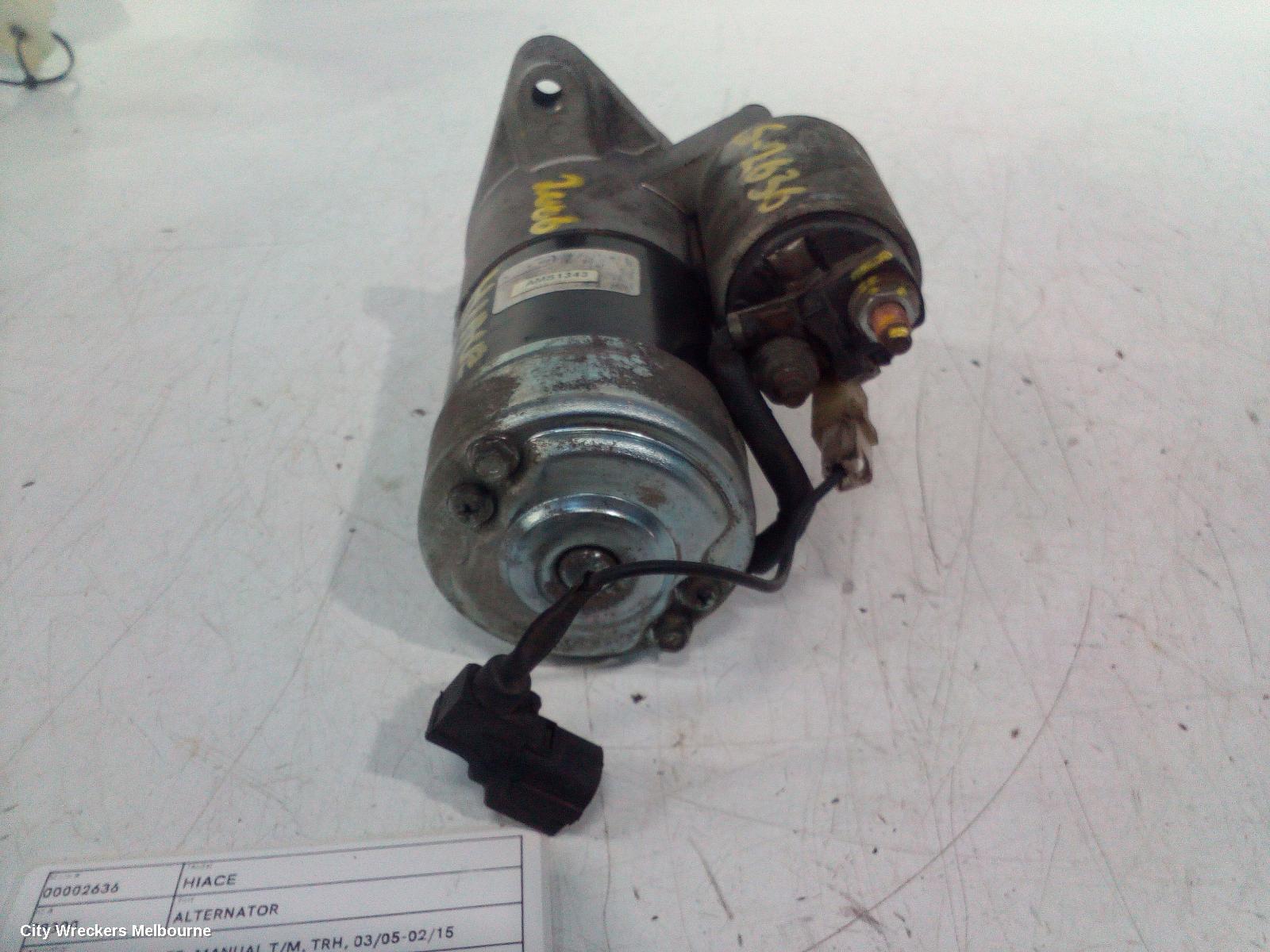 TOYOTA HIACE ALTERNATOR, PETROL, 2.7, 2TR-FE, MANUAL T/M, TRH, 03/2005 - 02/2015