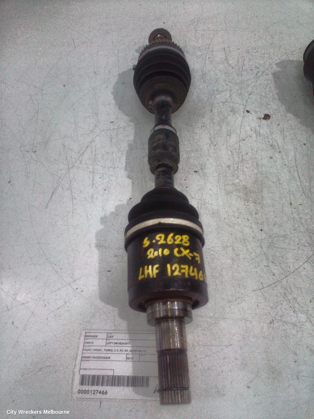 MAZDA CX7 LEFT DRIVESHAFT, FRONT, DIESEL, TURBO, 2.2, R2, ER, 06/2009 - 02/2012
