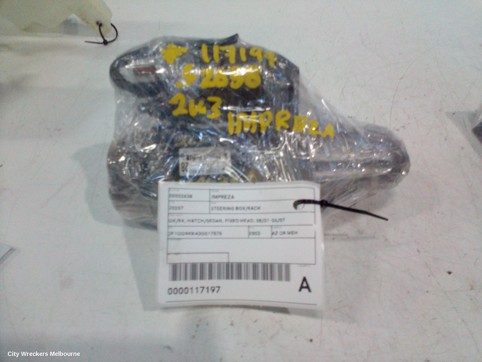 SUBARU IMPREZA STEERING BOX/RACK, GX/RX, HATCH/SEDAN, FIXED HEAD, 08/2001 - 06/2007