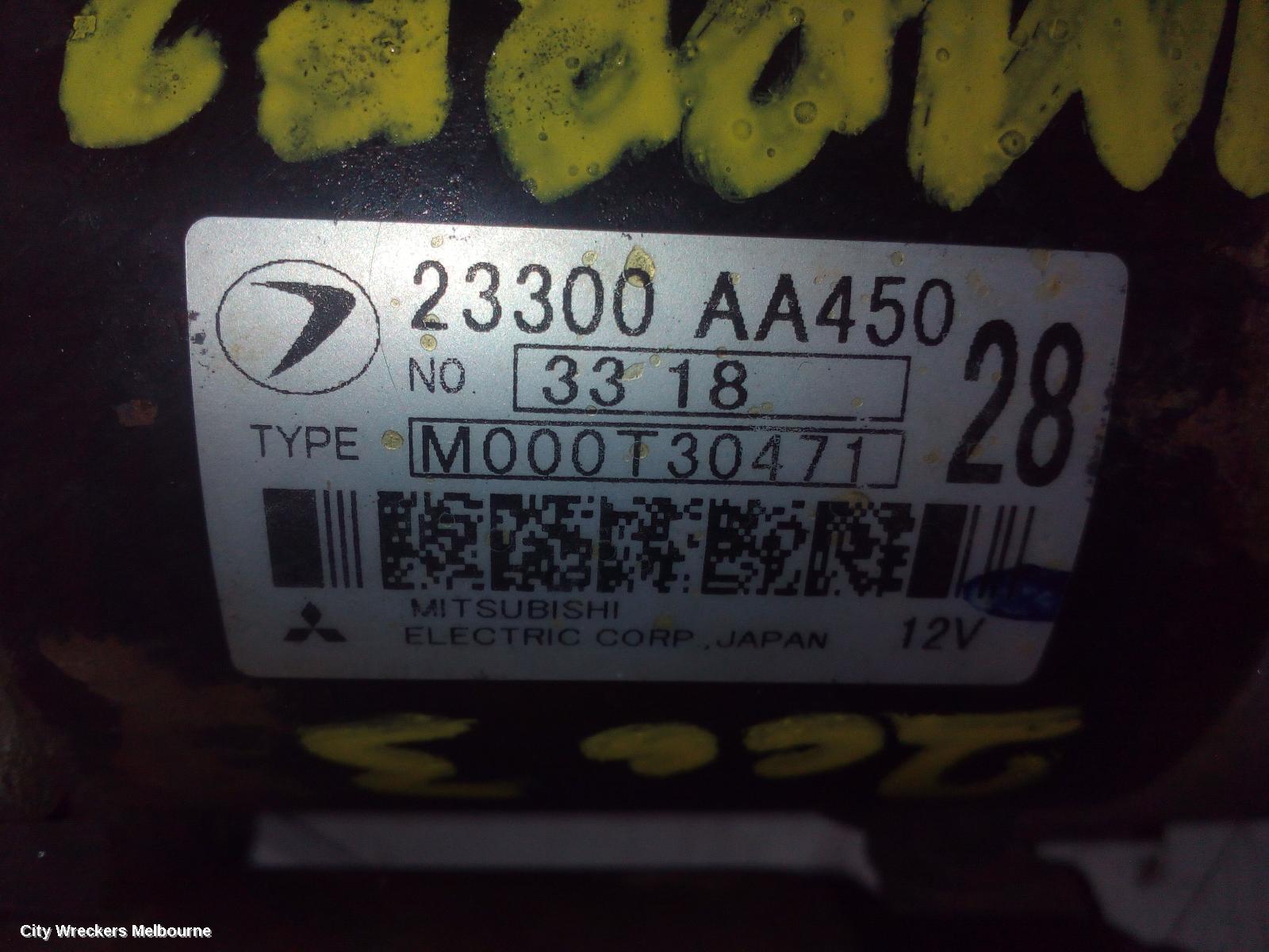 SUBARU IMPREZA STARTER, PETROL, EJ20/EJ25, NON TURBO, MANUAL, 5 SPEED, 04/1993 - 07/2011