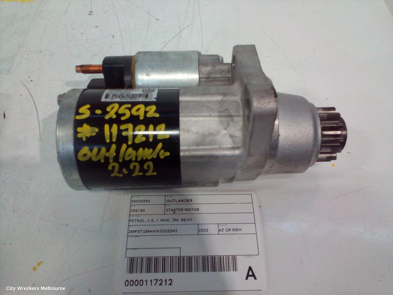 MITSUBISHI OUTLANDER STARTER, PETROL, 2.5, 1.4KW, ZM, 08/2021 ONWARDS