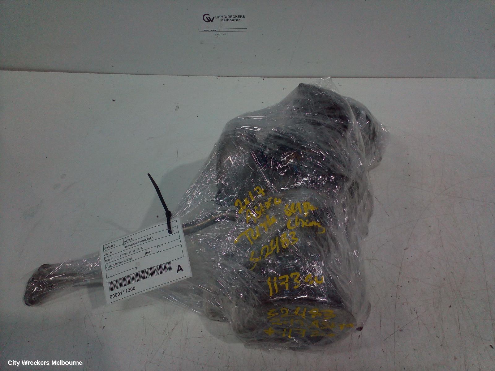 HOLDEN ASTRA TURBO SUPERCHARGER, PETROL, 1.4, BK-BL, 09/2016 - 12/2020