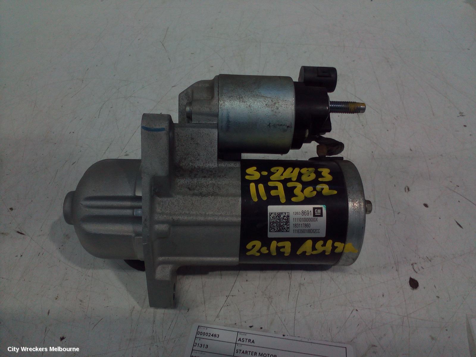 HOLDEN ASTRA STARTER, PETROL, 1.4, TURBO, BK-BL, 09/2016 - 12/2020