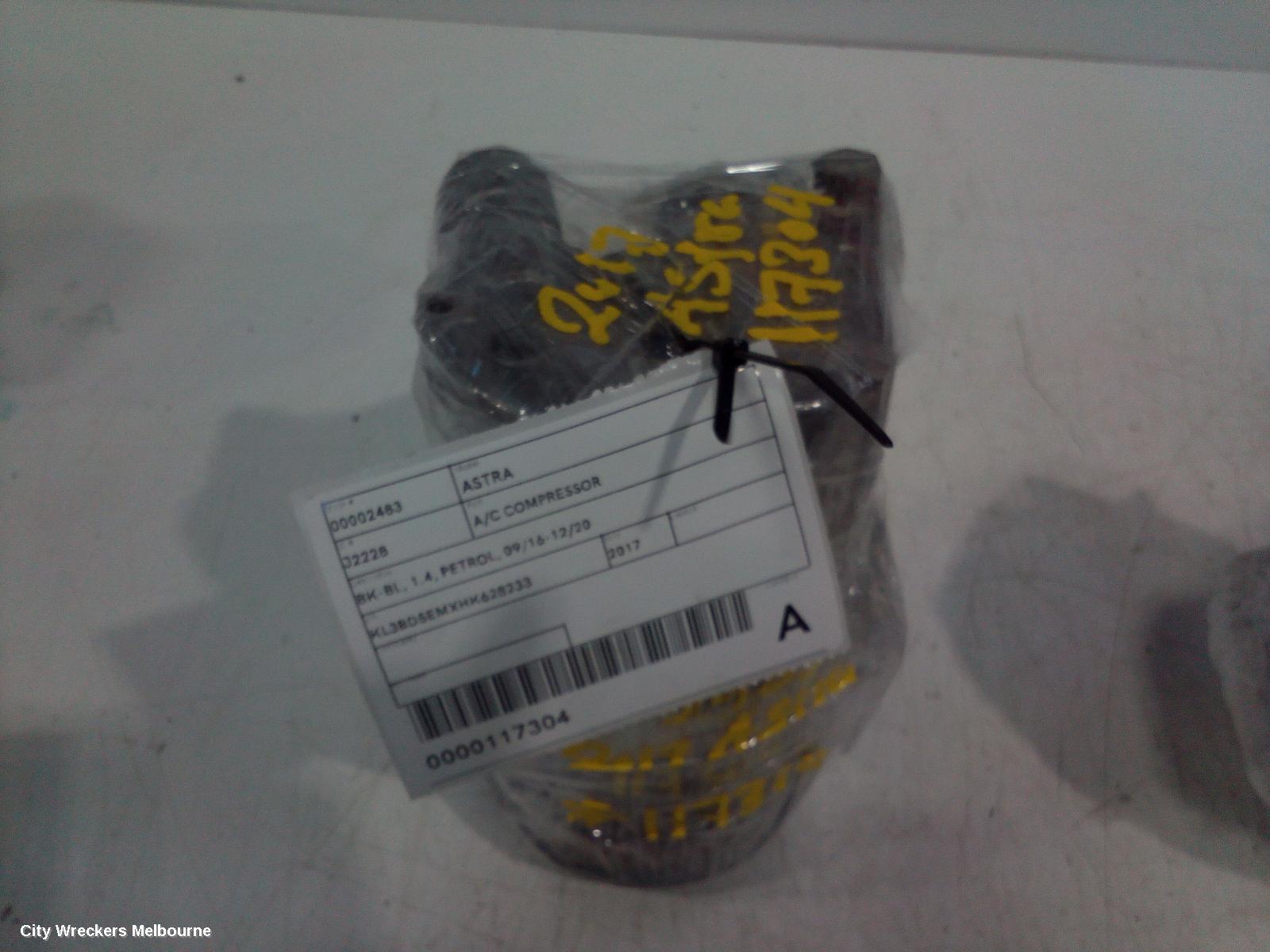 HOLDEN ASTRA A/C COMPRESSOR, BK-BL, 1.4, PETROL, 09/2016 - 12/2020