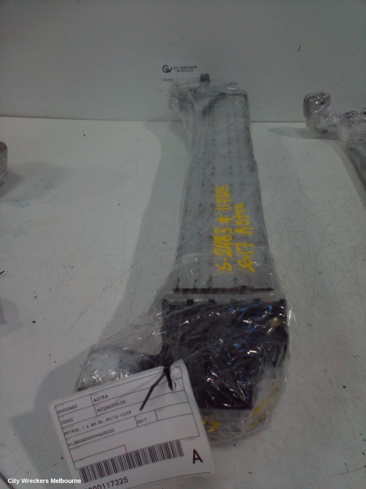 HOLDEN ASTRA INTERCOOLER, PETROL, 1.4, BK-BL, 09/2016 - 12/2020
