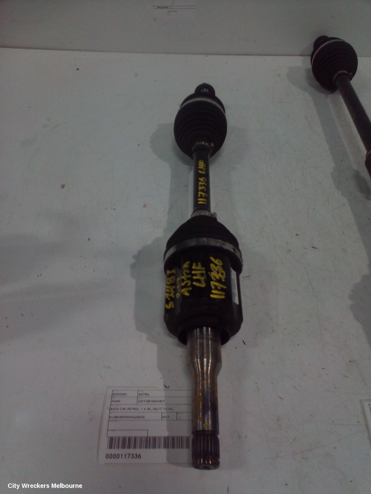 HOLDEN ASTRA LEFT DRIVESHAFT, AUTO T/M, PETROL, 1.4, BL, 05/2017 - 12/2020