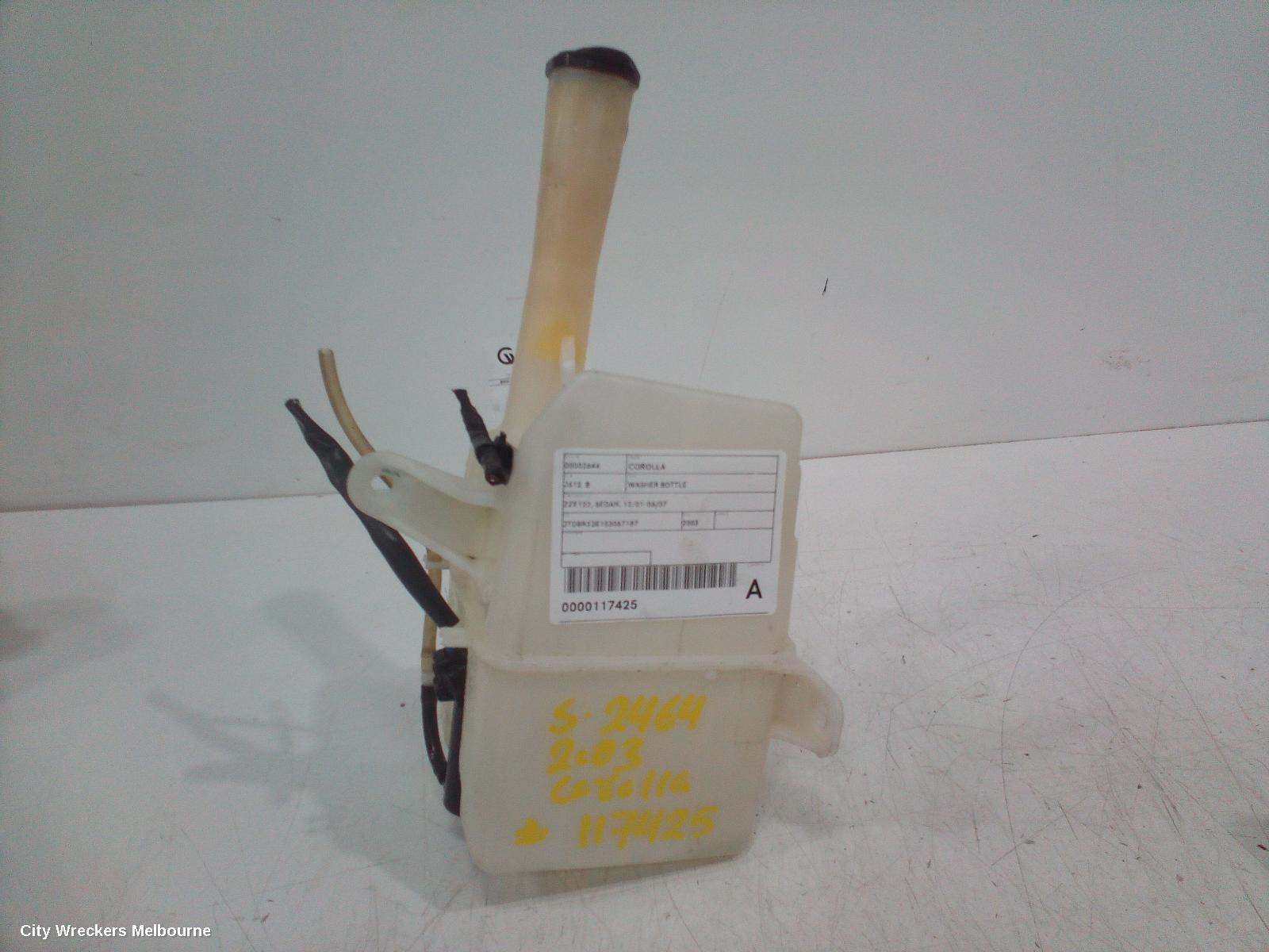 TOYOTA COROLLA WASHER BOTTLE, ZZE122, SEDAN, 12/2001 - 06/2007