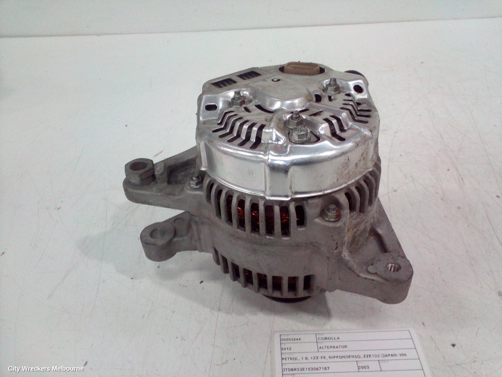 TOYOTA COROLLA ALTERNATOR, PETROL, 1.8, 1ZZ-FE, NIPPONDENSO, ZZE122 (JAPAN-VIN JTD), 12/2001 - 06/2007