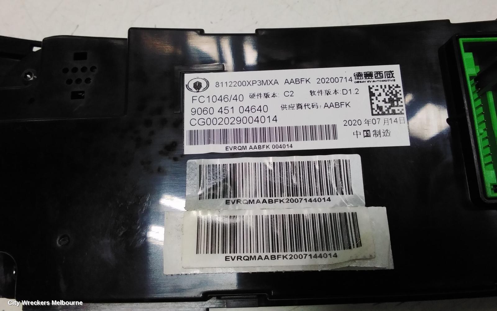 GREAT WALL STEED HEATER/AC CONTROLS, K2, CLIMATE CONTROL TYPE, 07/2016 - 12/2021