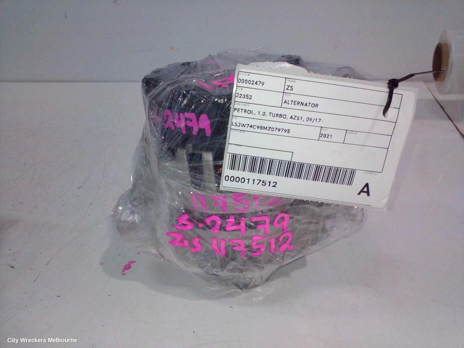 MG ZS ALTERNATOR, PETROL, 1.0, TURBO, AZS1, 09/2017 ONWARDS