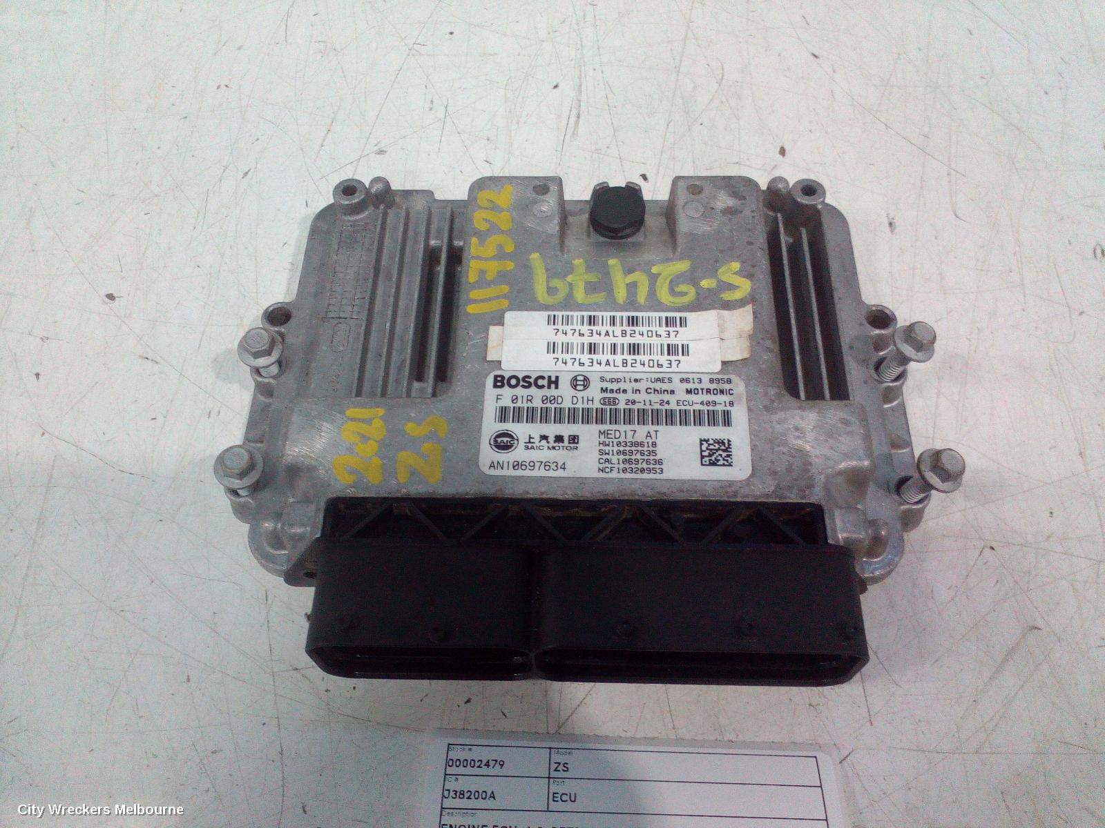 MG ZS ECU, ENGINE ECU, 1.0, PETROL, TURBO, ECU ONLY, AZS1, 09/2017 ONWARDS